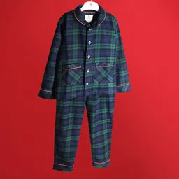 Cherry Crumble Unisex Kids Checked Pure Cotton Night suit-picture-28