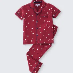 Nite Flite Kids Graphic Printed Lapel Collar Pure Cotton Shirt With Pyjamas-image-12
