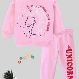 KUCHIPOO Girls Unicorn Printed Sweatshirt With Joggers-picture-22