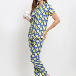 EROTISSCH Blue & Yellow Conversational Printed Night suit-picture-14
