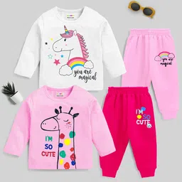 KUCHIPOO Girls Pack Of 2 Graphic Printed Clothing Set-41