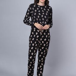 Kanvin Women Black & Cream-Coloured Printed Night suit-image-37