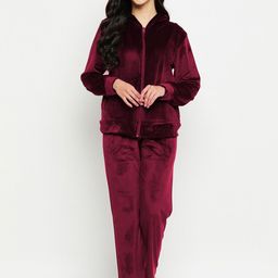 Camey Hooded Long Sleeves Velvet Night Suit-picture-16