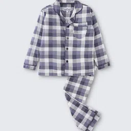 Nite Flite Boys Checked Pure Cotton Night suit-image-73