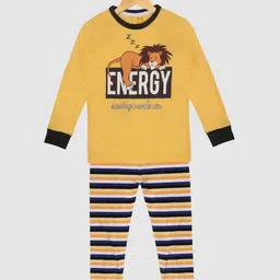 Lazy Shark Boys Yellow & Black Printed Night suit-34