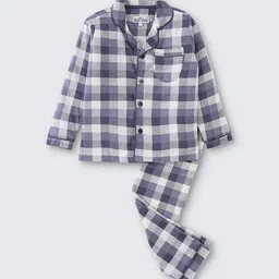 Nite Flite Boys Checked Lapel Collar Pure Cotton Night suit-image-72
