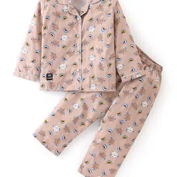 Enfance Kids Printed Lapel Collar Pure Cotton Night suits-image-75