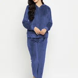 Camey Hooded Long Sleeves Velvet Night Suit-picture-43