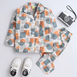The Magic Wand Boys GeometricPrinted Pure Cotton Night suit-image-26