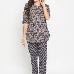 Urban Komfort Floral Printed Pure Cotton Night suit-image-21
