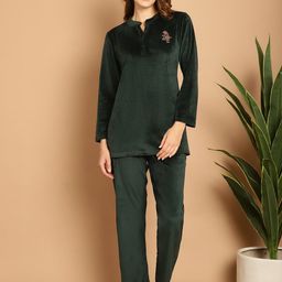 Aerowarm Mandarin Collar Long Sleeves Velvet Top & Pyjamas-image-77