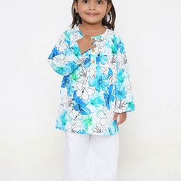 BAESD Girls Floral Printed Pure Cotton Shirt With Pyjamas-image-87