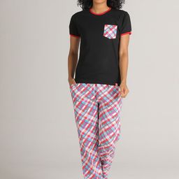 evolove Women Black Printed Night Suit-image-29