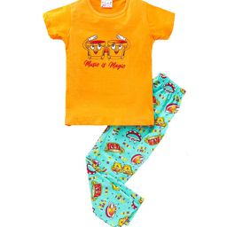 Eimoie Girls Yellow & Blue Night suit 100% Cotton-image-37