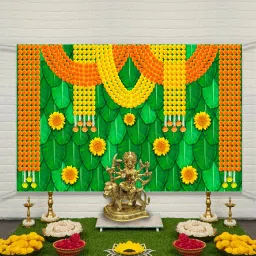 Traditional Backdrop for Pooja Decoration ( 5 FT X 8 FT ) Altar Cloth-image-40