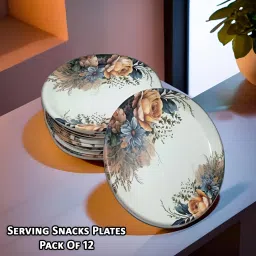 Stylish Melamine Round Small Snack Plates Set of 12-Serving and Kitchen Utensils Quarter Plate-10