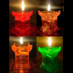 Tulsi Diva for Decoration and Festival | 3D Refection Diya-Pack of 4 Plastic (Pack of 4) Table Diya-image-55