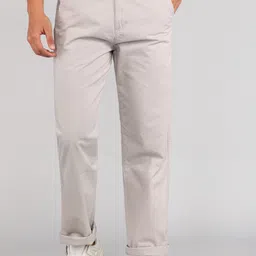 roadster Men Straight Fit Grey Pure Cotton Trousers-picture-37