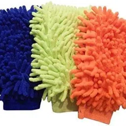 ® (3-pcs) Microfiber Super Soft Hand Glove Duster Washing Mitt Single Side Gloves Wet and Dry Glove Set-image-36