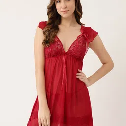 Ms.Lingies Women Self Design Net Baby Doll-image-84