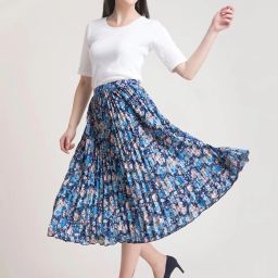 Women Floral Print A-line Blue Skirt-image-8