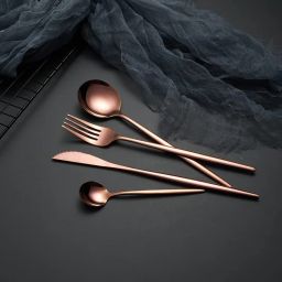 Rose Gold Stainless Steel Spoon Set for Elegant Dining Set of 1 (4Pcs) Stainless Steel Cutlery Set-image-29