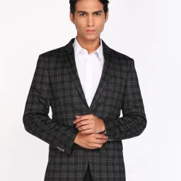 Men Checkered Single Breasted Formal Blazer-image-52