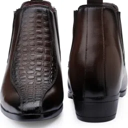 Men's 9 CM Hidden Height Increasing Brown Casual Formal Slip On Chelsea Boot Boots For Men-image-98