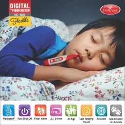 EASYCARE (EC5058) Waterproof Flexible Tip Digital Thermometer with Storage Case | Fever Alarm & Beeper Alert Thermometer image 5