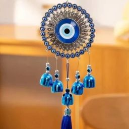 5-Bell Evil Eye Wind Chime - Classic Design Hanging Ornament for Balcony Decorative Showpiece - 30 cm-image-16