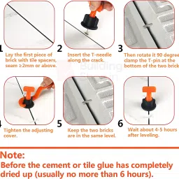 buildingshop ISO 9001 Tile Leveling Clip Resuable/Tile Leveling System Kit Needle 1.5 MM Lever Tool image 4