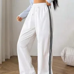 Women Striped White Track Pants-17