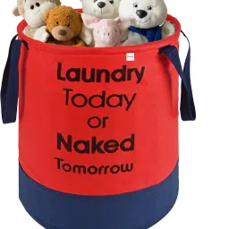 Cotton Foldable 45L Toys Organizer for Kids Room with Handles | Red & Blue Storage Basket-picture-14