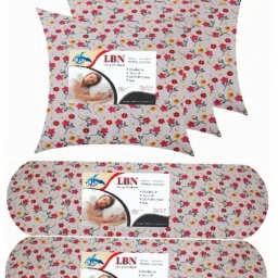 Flower Print 3 Cushion 2 Bolster Microfibre Solid Bolster Pack of 5-image-32