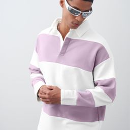 maniac Men Colorblock Polo Neck Pure Cotton White T-Shirt-picture-17