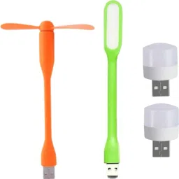 icall Combo pack of 4 (USB Fan, USB Light, Mini USB Bulb)- Emergency Combo use with Power bank, Laptop, Computer USB Fan, Led Light-image-67