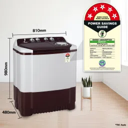 lg 8.5 kg 5 Star with Roller Jet Pulsator with Soak, Wind Jet Dry and Collar Scrubber Semi Automatic Top Load Maroon, White image 5