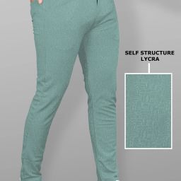 Men Slim Fit Green Lycra Blend Trousers-image-63