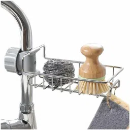 Stainless Steel Sink Caddy Organizer,Tap Organiser Clip Storage Rack Stainless Steel Wall Shelf-image-61