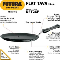 hawkins Flat Tava with Plastic Handle (NFT26P) Tawa 26 cm diameter image 2