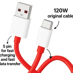 sparcx Type C 10 A 1 m Silver Wrap 120W Warp Fast Charging Data Cable | USB-A to Type-C | 5 Pin | Ultra-Durable Red Cable | High-Speed Data Transfer | Universal Compatibility image 2