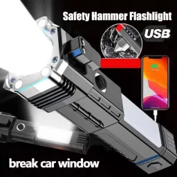 Rechargeable Hammer Torch with LED Flashlight and Emergency Glass Breaker Torch-18