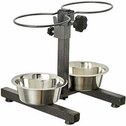 Stainless Steel Double Diner Food Bowl Stand for Dog (Large). Round Stainless Steel Pet Bowl-image-36