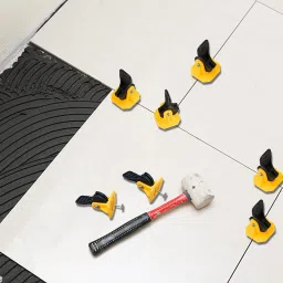 niktion 50 PCS Tile Levelling System Kit Tile Levelling Clip for Floor Wall Tiles Reusable T-Type Tile Levelling Tools Non-magnetic Line Level image 2