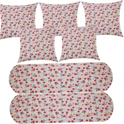 Combo Set of 5 Cushion And 2 Microfibre Floral Bolster Pack of 7-image-92