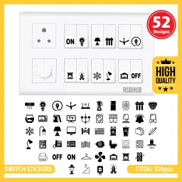 1.5 cm Switch Board Stickers for Home and Office - 52 Pattern Self Adhesive Sticker-image-96