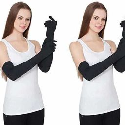 Women Full Hand Gloves and Sun Protection Gloves (Black)-(Pack of 02) Running Gloves-picture-38
