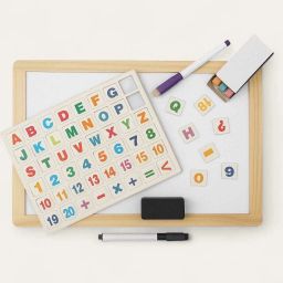 Dual Sided Magnetic White & Black Board with Alphabets, Numbers-21