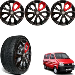 wolkomhome Car accessories Wheel cap, Hub Cap 13 Inch FURRY BLACK RED PATCH FRD32 Wheel Cover For Maruti Eeco-picture-3