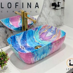 Premium Designer Table Top Counter Top Ceramic Wash Basin AI1024 DESIGNER COUNTER WASH BASIN GLOSSY finish (MULTICOLOR) Table Top Basin-image-84